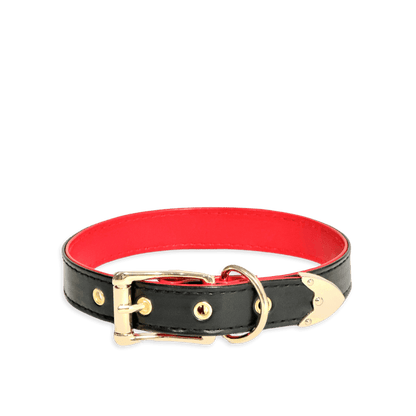 Classic Black and Red Leather Collar - Master Love