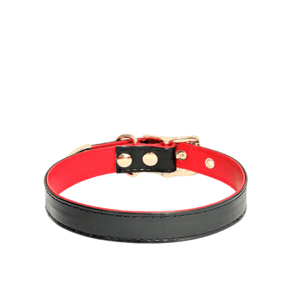 Classic Black and Red Leather Collar - Master Love