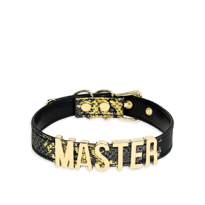 Elegant Black BDSM Collar with Personalized Letters by Master Love