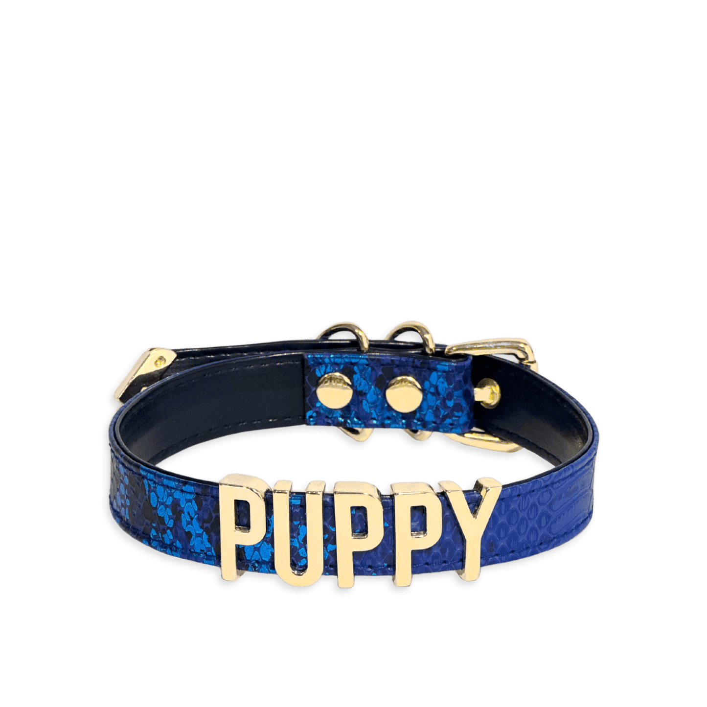 Navy Blue Leather Collar with Letters - Master Love
