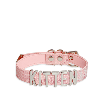 Pink Leather Collar with Letters - Master Love