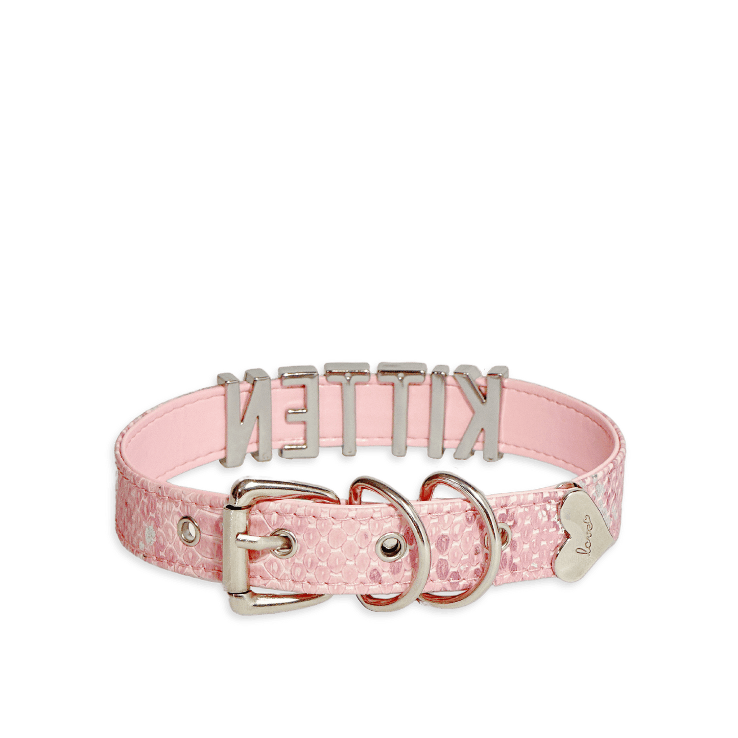 Pink Leather Collar with Letters - Master Love