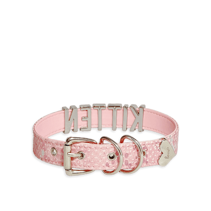 Pink Leather Collar with Letters - Master Love