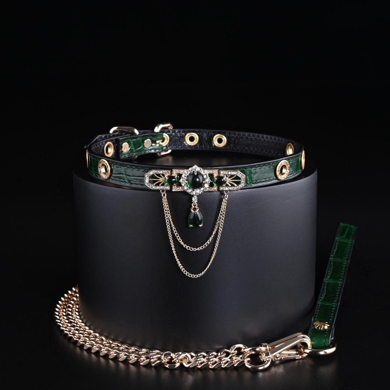 Green Majesty Leather Collar - Master Love