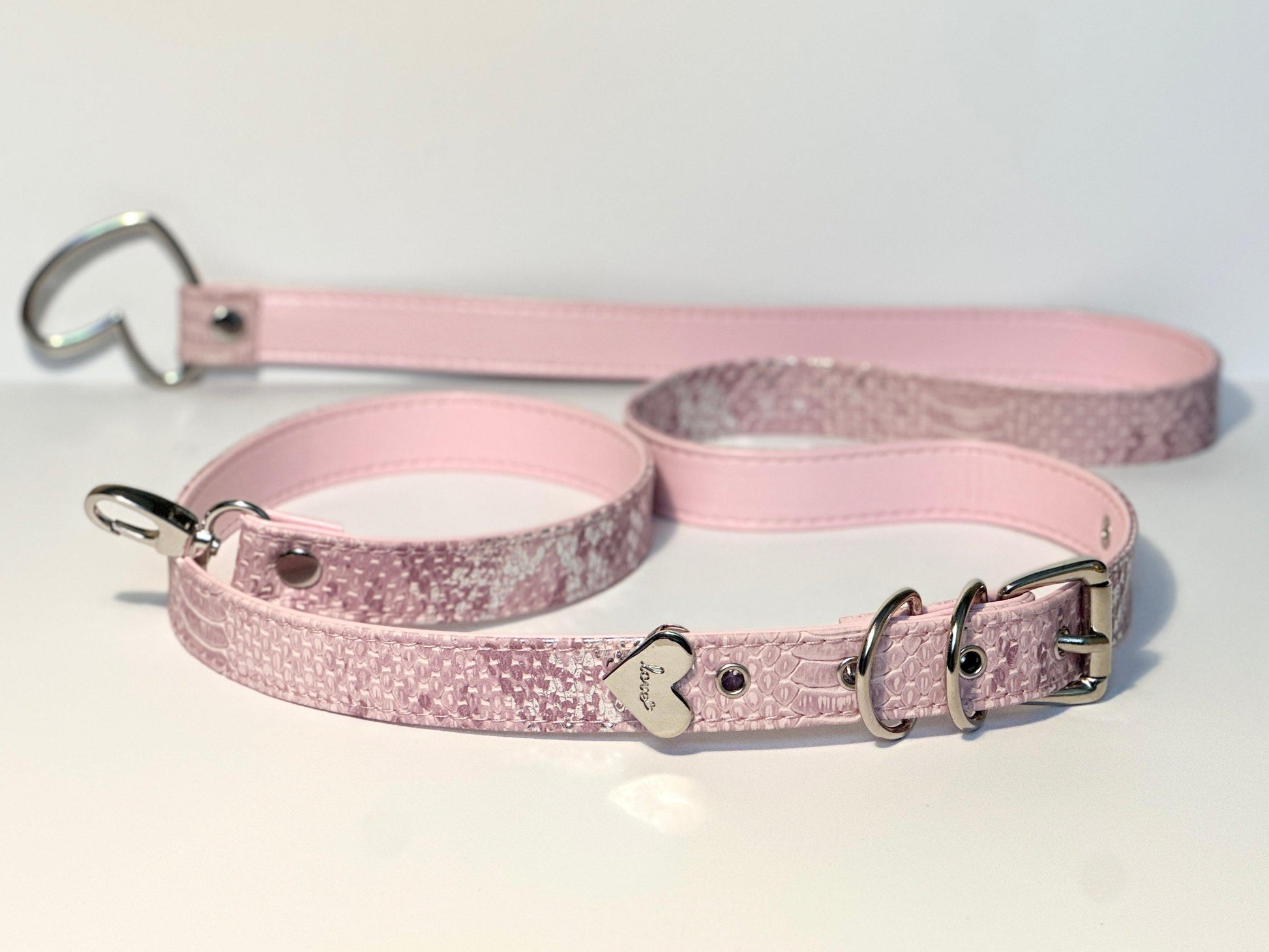 Pink Leather Collar with Letters - Master Love