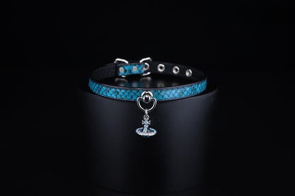 Starship Blue Leather Collar - Master Love Collection