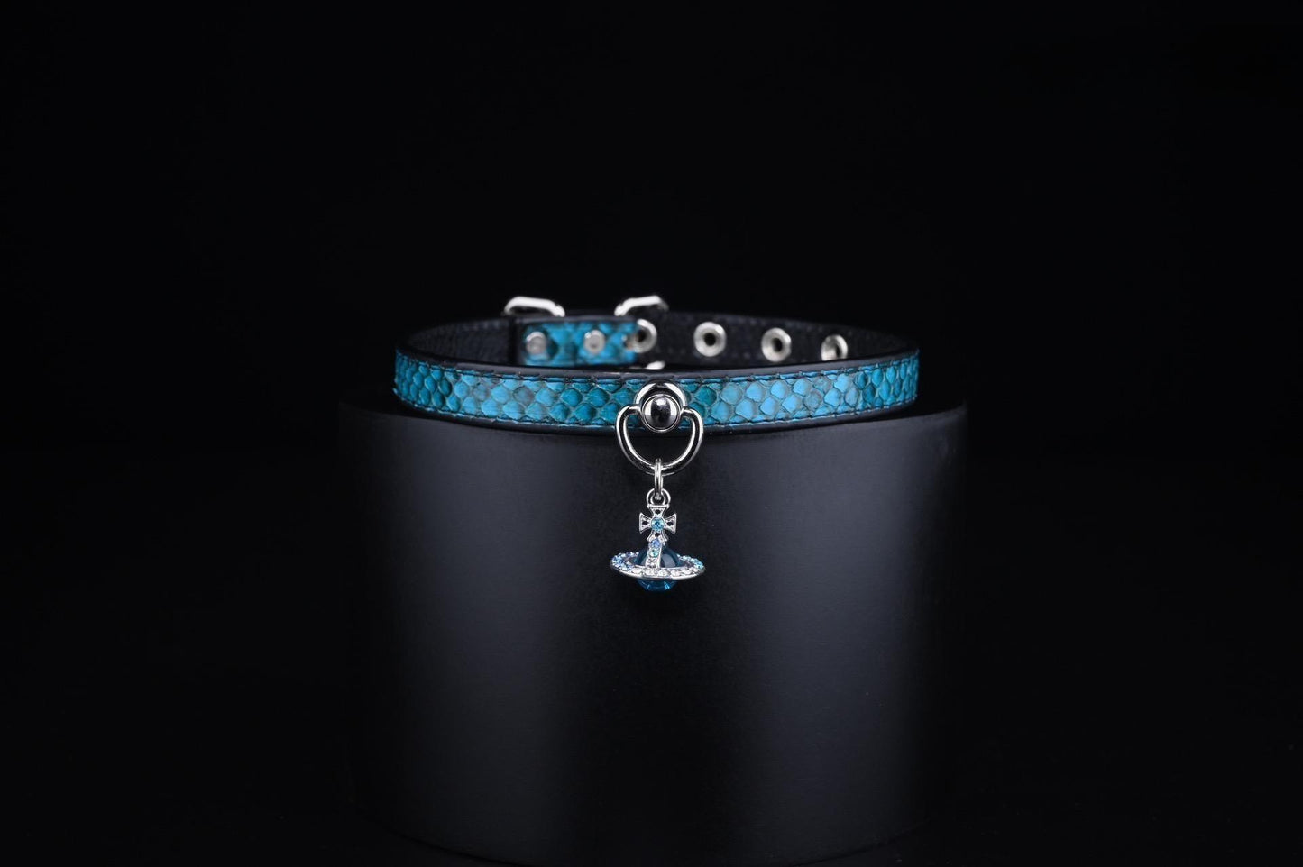 Starship Blue Leather Collar - Master Love Collection