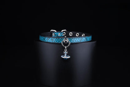 Starship Blue Leather Collar - Master Love Collection