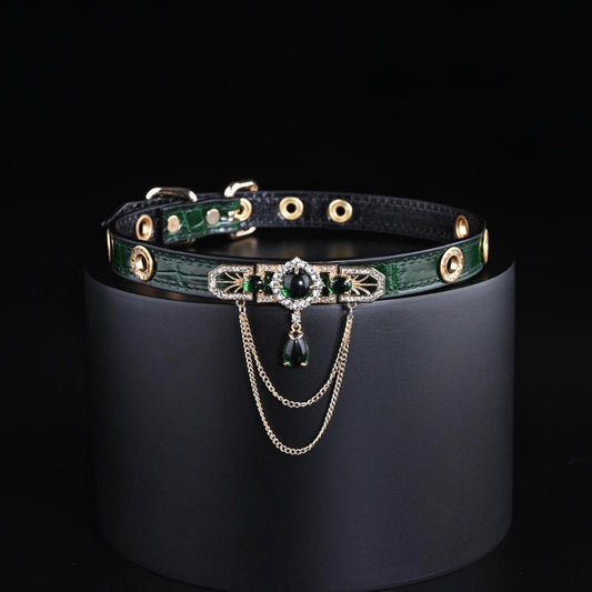 Green Majesty Leather Collar - Master Love